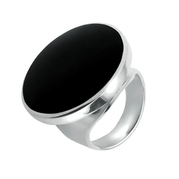 Sterling Silver Whitby Jet Small Round Ring