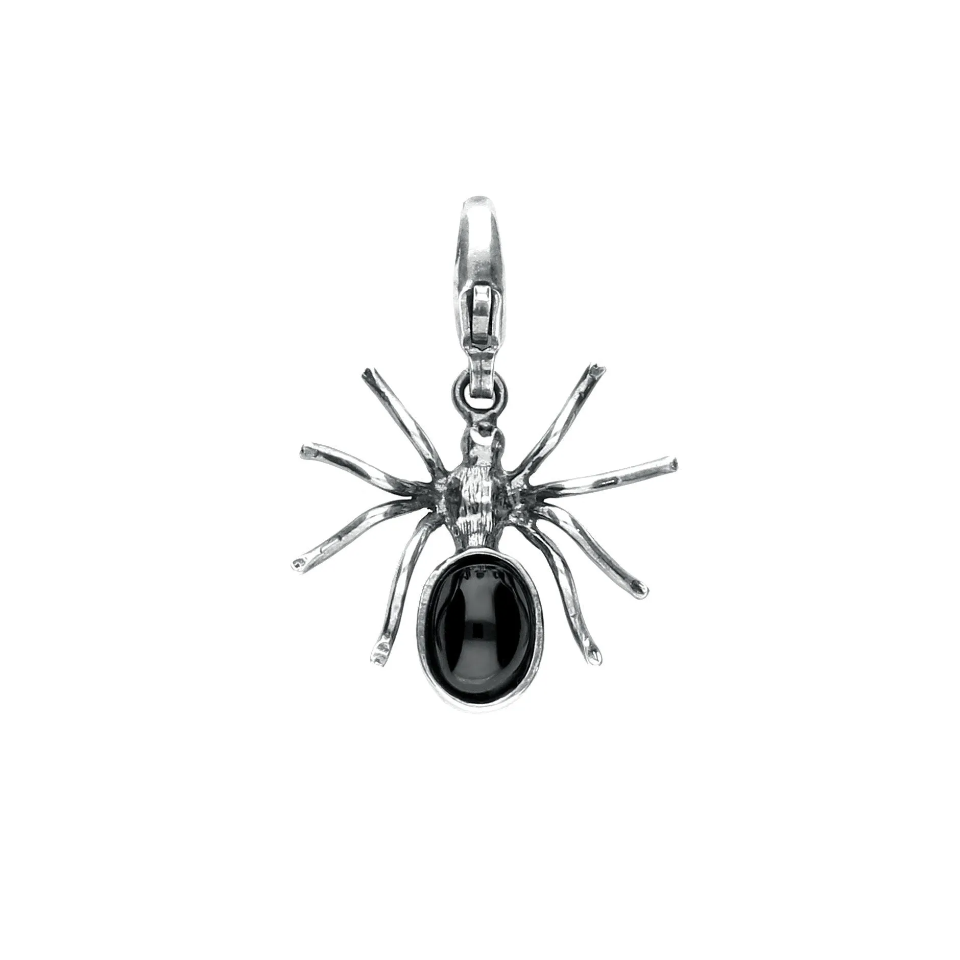 Sterling Silver Whitby Jet Spider Clip Charm
