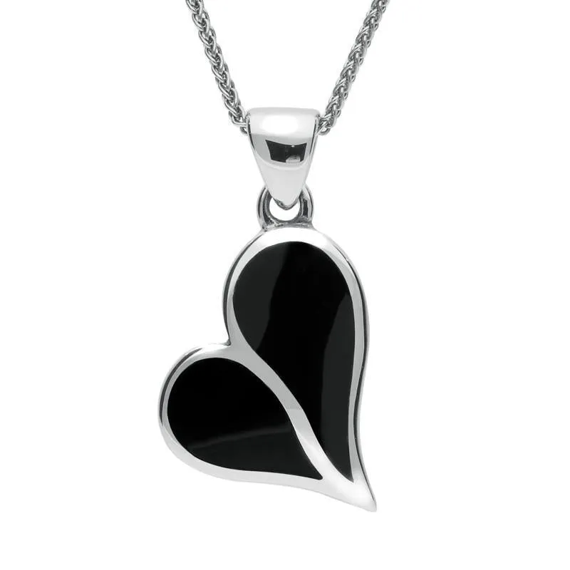 Sterling Silver Whitby Jet Split Heart Four Piece Set
