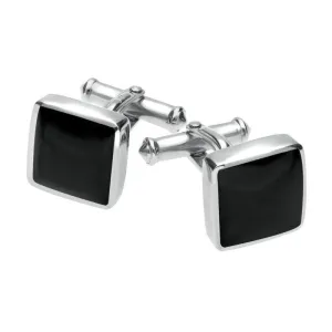 Sterling Silver Whitby Jet Square Cufflinks