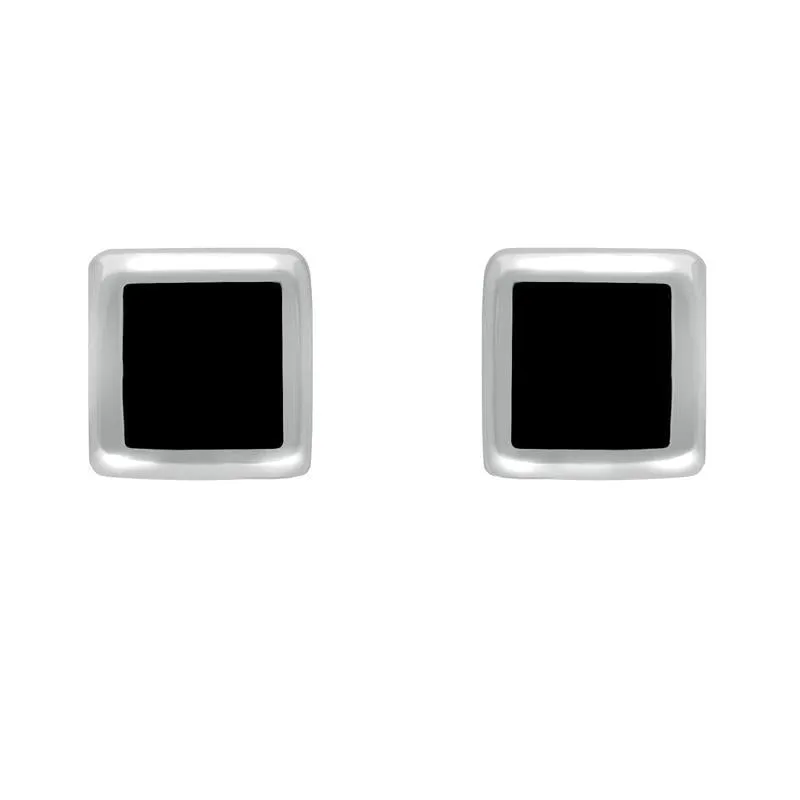 Sterling Silver Whitby Jet Square Four Piece Set