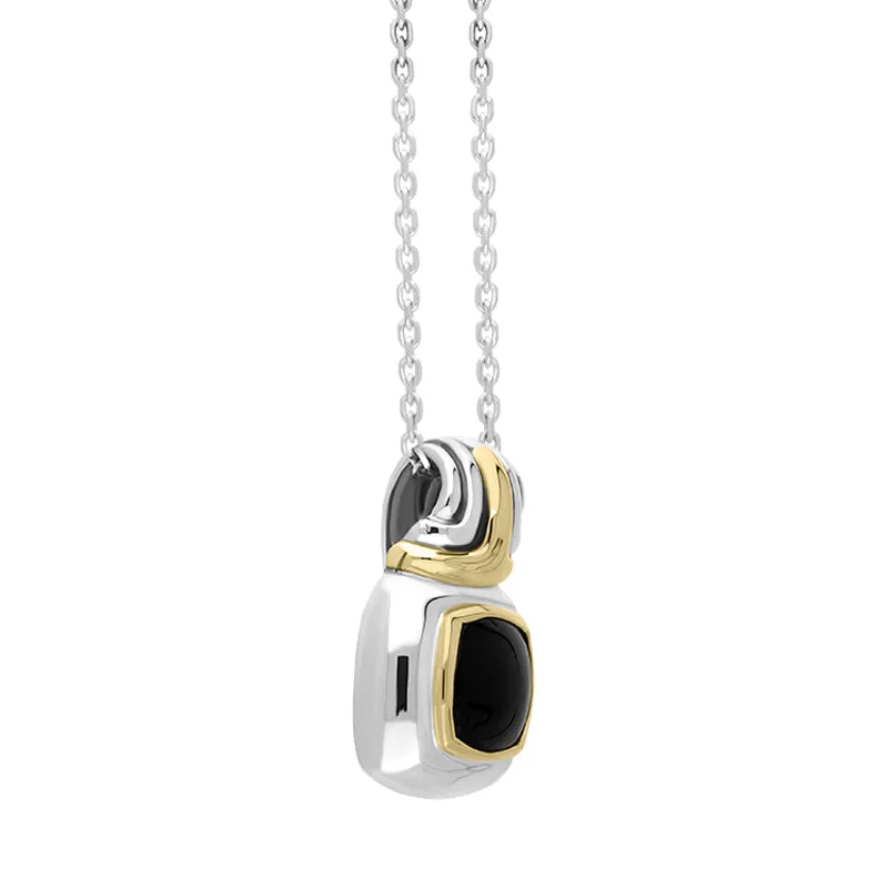 Sterling Silver Whitby Jet Square Necklace D