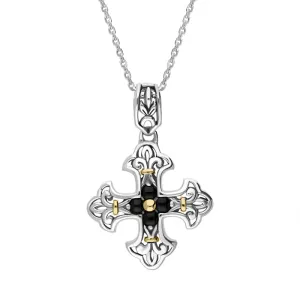 Sterling Silver Whitby Jet Square Necklace D