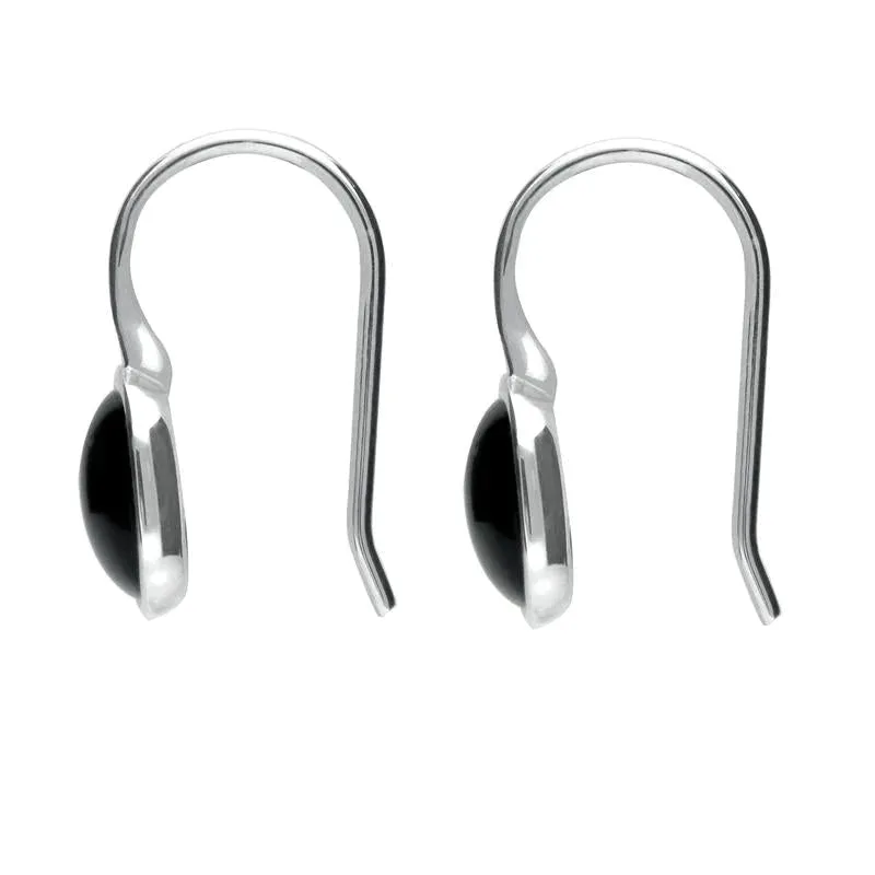 Sterling Silver Whitby Jet Stone Cushion Drop Earrings