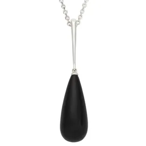 Sterling Silver Whitby Jet Tapered Bomb Drop Necklace