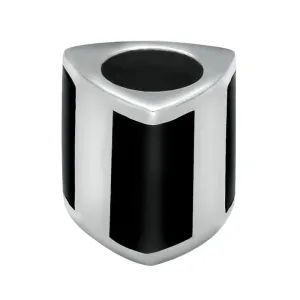 Sterling Silver Whitby Jet Three Stone Triangle Cylinder Charm