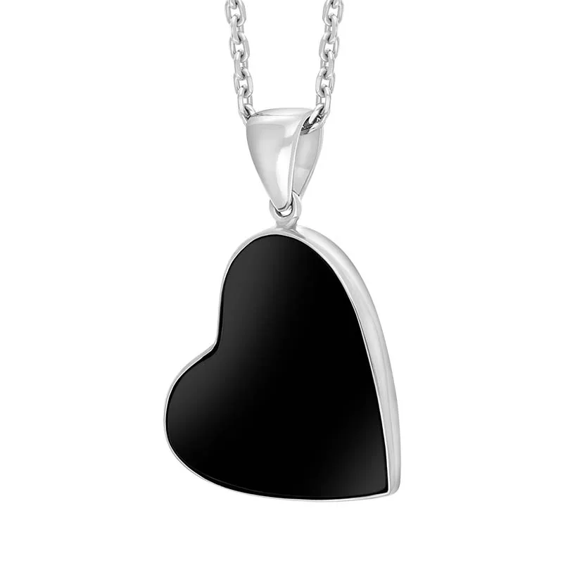 Sterling Silver Whitby Jet Tilted Heart Necklace