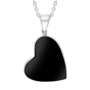 Sterling Silver Whitby Jet Tilted Heart Necklace