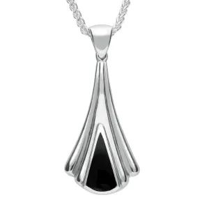 Sterling Silver Whitby Jet Triangle Fan Necklace