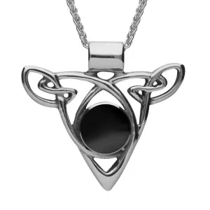Sterling Silver Whitby Jet Triangle Knot Celtic Necklace