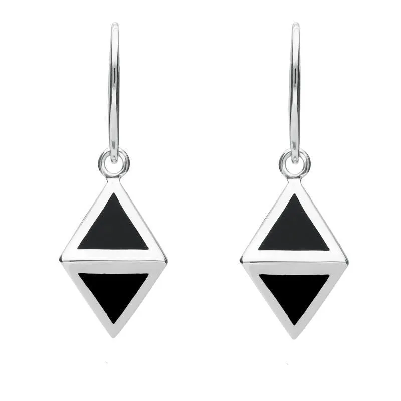 Sterling Silver Whitby Jet Triangle Prism Two Piece Set