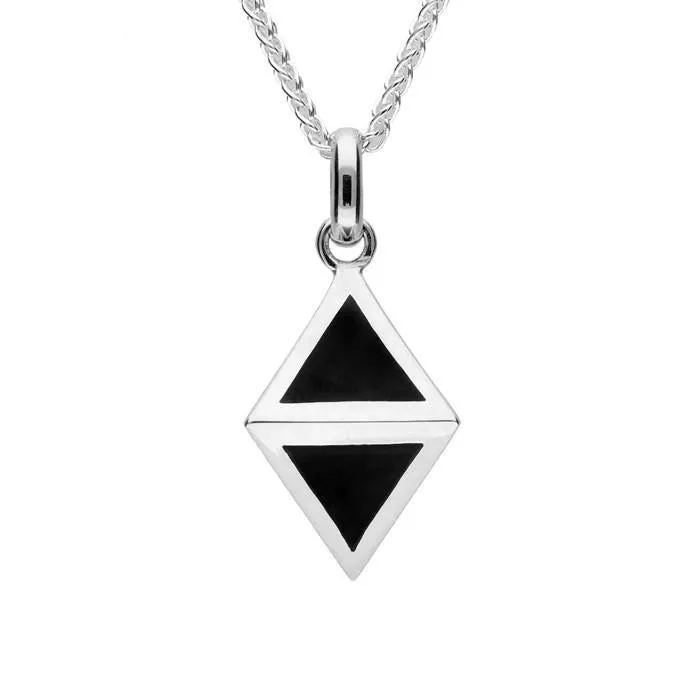 Sterling Silver Whitby Jet Triangle Prism Two Piece Set
