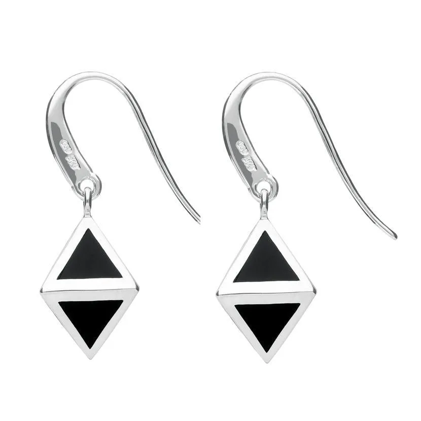 Sterling Silver Whitby Jet Triangle Prism Two Piece Set