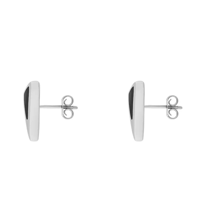 Sterling Silver Whitby Jet Triangular Stud Earrings D
