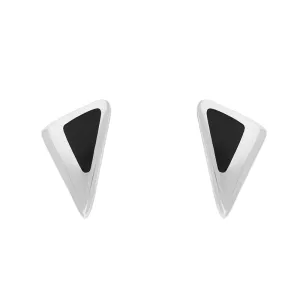 Sterling Silver Whitby Jet Triangular Stud Earrings D