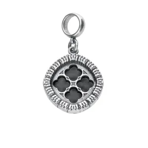 Sterling Silver Whitby Jet Tubed Whitby Abbey Charm