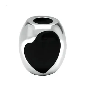 Sterling Silver Whitby Jet Two Stone Large Heart Charm
