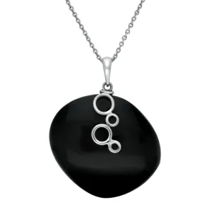 Sterling Silver Whitby Jet Unique Abstract Round Bubble Necklace