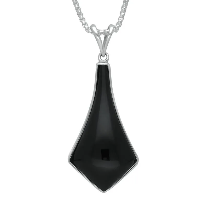 Sterling Silver Whitby Jet Unique Arrow Split Bail Necklace