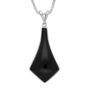 Sterling Silver Whitby Jet Unique Arrow Split Bail Necklace