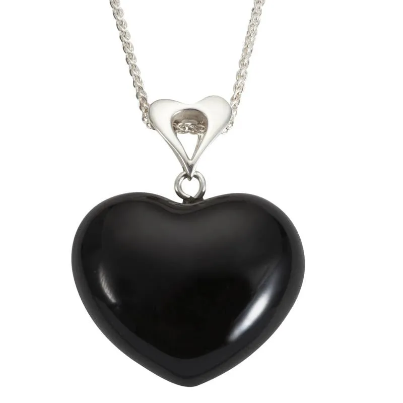 Sterling Silver Whitby Jet Unique Heart