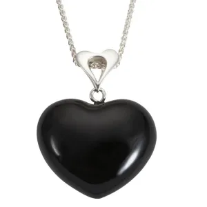 Sterling Silver Whitby Jet Unique Heart