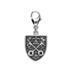 Sterling Silver Whitby Jet York Minster Cross Key Shield Lobster Clasp Charm