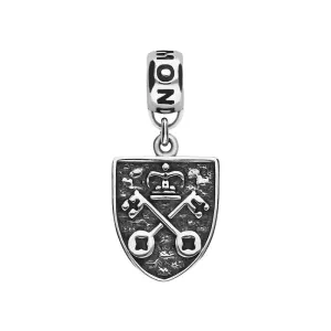 Sterling Silver Whitby Jet York Minster Cross Key Shield Loop Charm