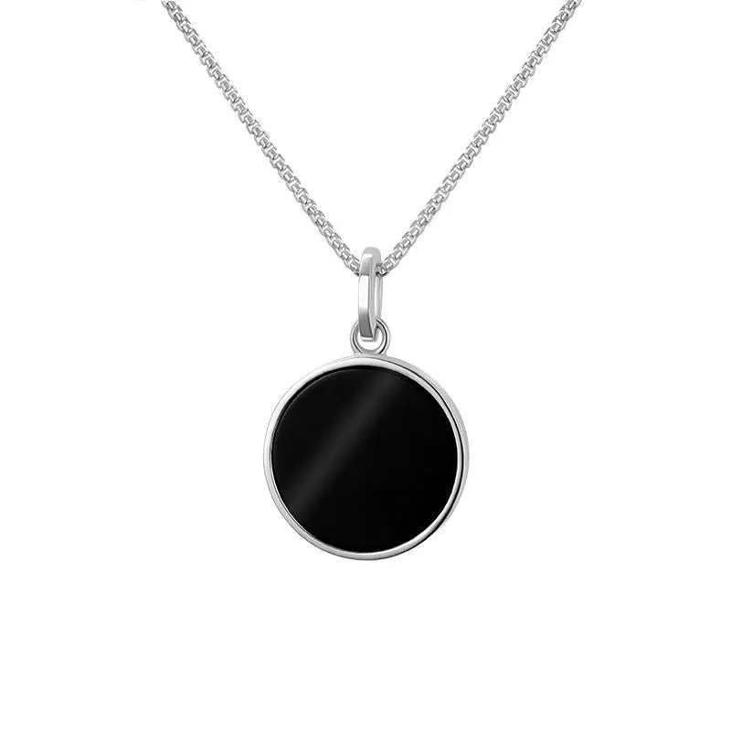 Sterling Silver Whitby Jet Zodiac Capricorn Round Necklace