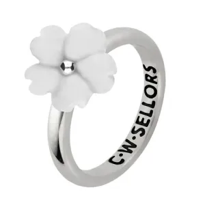 Sterling Silver White Agate Tuberose 10mm Gypsophila Ring