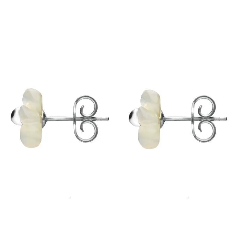 Sterling Silver White Mother of Pearl Tuberose 6mm Gypsophila Stud Earrings