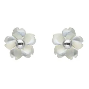 Sterling Silver White Mother of Pearl Tuberose 6mm Gypsophila Stud Earrings