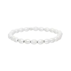 Sterling Silver White Oval Bead Bracelet