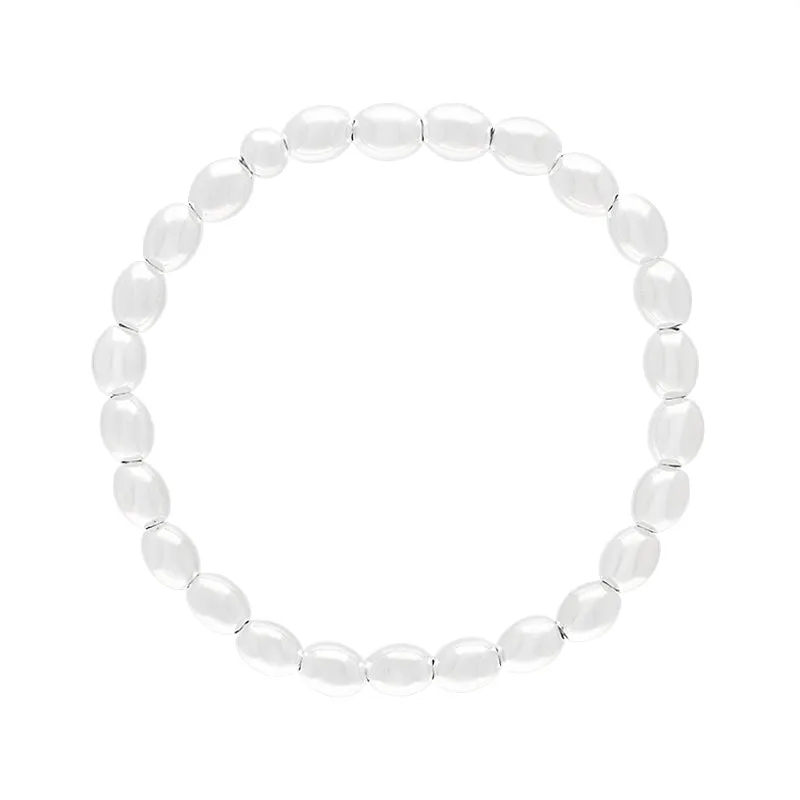 Sterling Silver White Oval Bead Bracelet