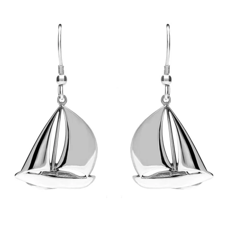 Sterling Silver Yacht Boat Hook Drop Earrings D