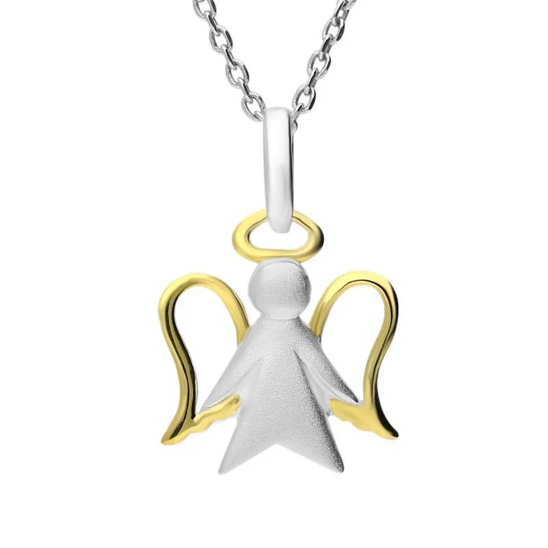 Sterling Silver Yellow Gold Plated Angel Necklace