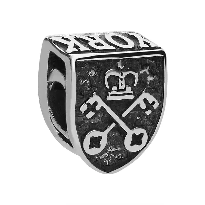 Sterling Silver York Minster Cross Key and Rose Tube Charm