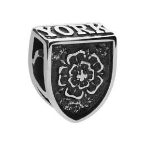 Sterling Silver York Minster Cross Key and Rose Tube Charm
