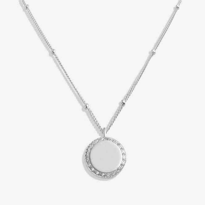 Sterling Silver 40th Birthday Disc Pave 46cm   5cm Necklace JJS0023