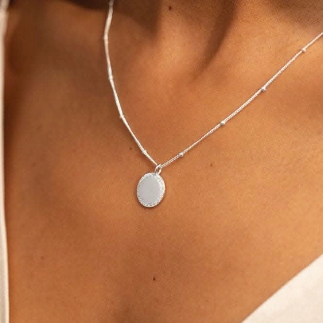 Sterling Silver 40th Birthday Disc Pave 46cm   5cm Necklace JJS0023