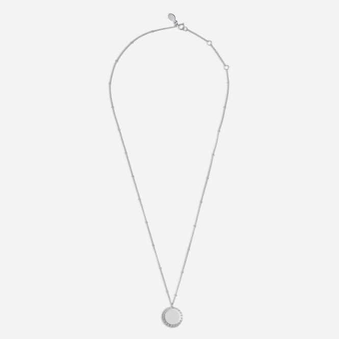 Sterling Silver 40th Birthday Disc Pave 46cm   5cm Necklace JJS0023