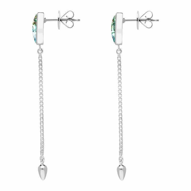 Sterling Silver Abalone Lineaire Long Drop Stud Earrings