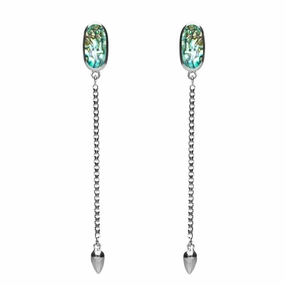 Sterling Silver Abalone Lineaire Long Drop Stud Earrings