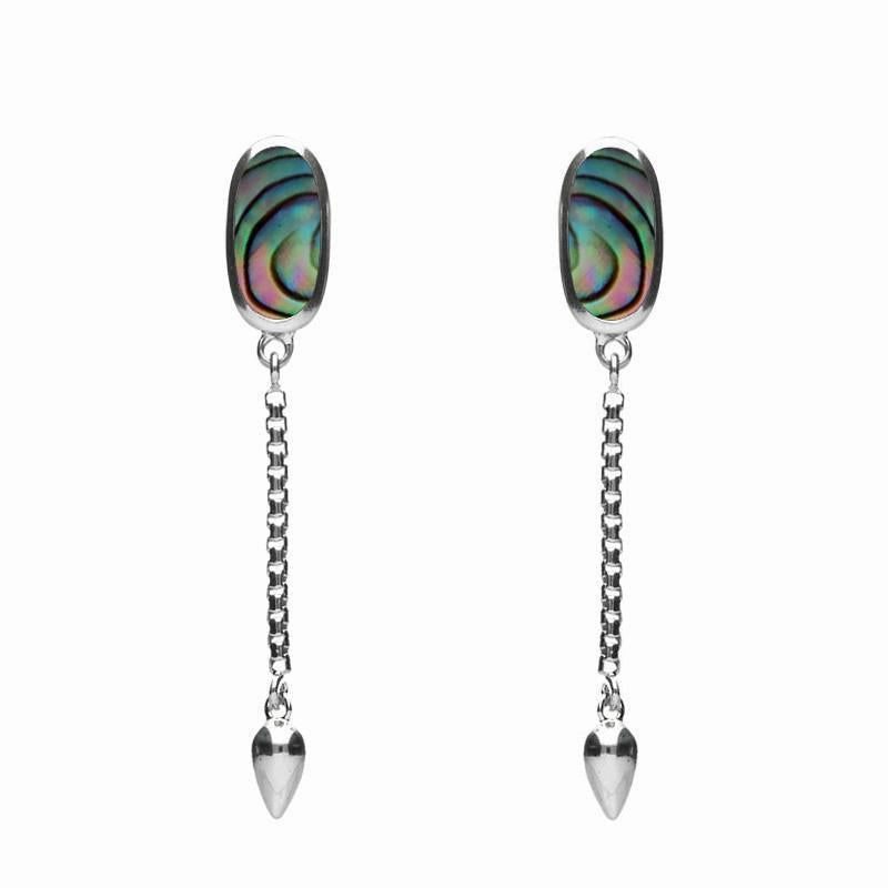 Sterling Silver Abalone Lineaire Medium Drop Stud Earrings
