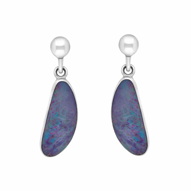 Sterling Silver Abstract Opal Doublet Drop Earrings D