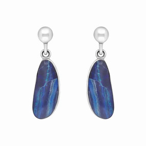 Sterling Silver Abstract Opal Doublet Drop Earrings D