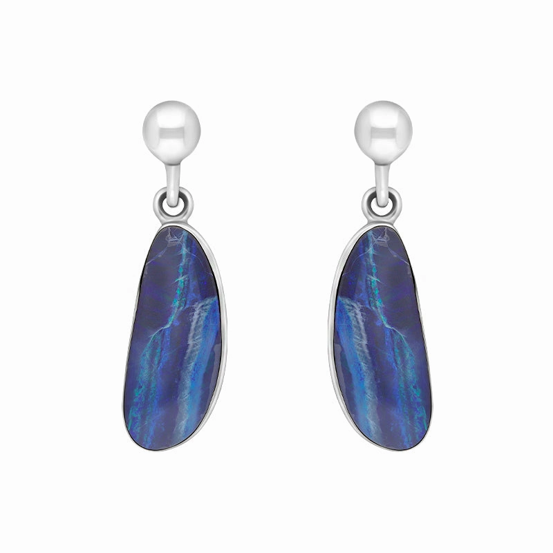 Sterling Silver Abstract Opal Doublet Drop Earrings D