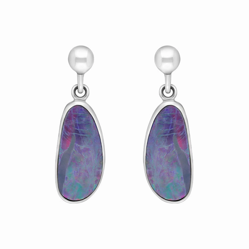 Sterling Silver Abstract Opal Doublet Drop Earrings D