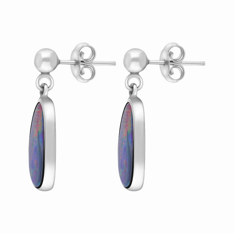 Sterling Silver Abstract Opal Doublet Drop Earrings D