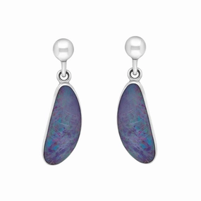 Sterling Silver Abstract Opal Doublet Drop Earrings D